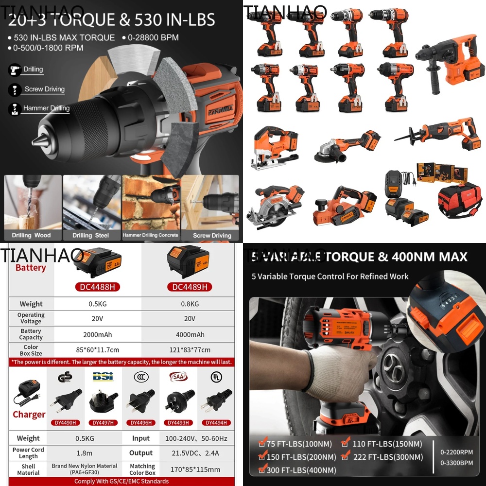 KAFUWELL PA4500 72H 20V Cordle - Combo Power Tools review and price